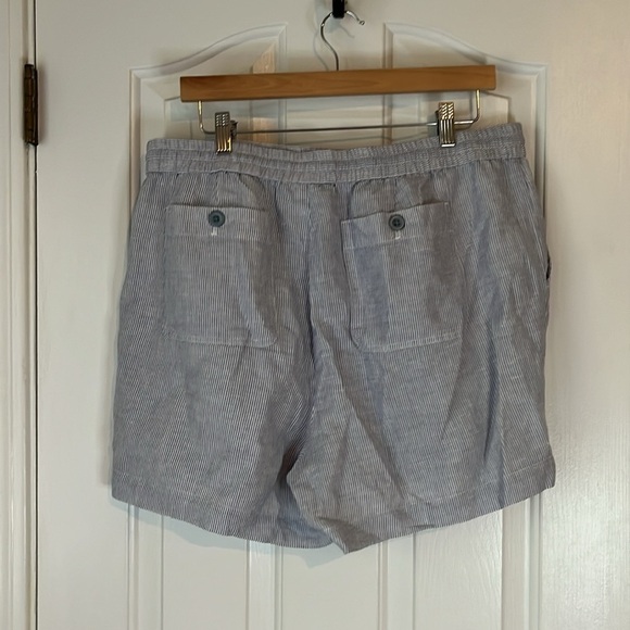 Talbots | Billy Blue & White Stripe Washed Linen Cotton Blend Shorts Size XLP - Picture 5 of 9